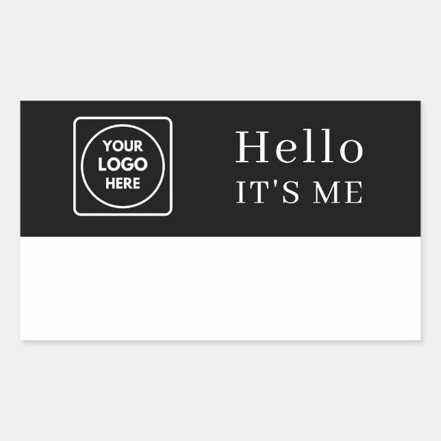 Black Name Tag Sticker | Custom Hello it's me (Front)