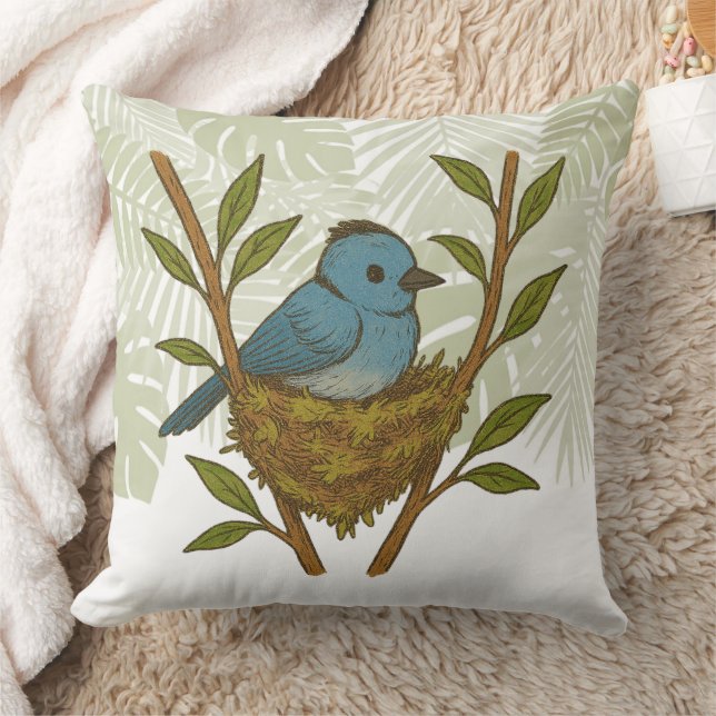 Black-Naped Monarch Nestled Among the Leaves Cushion (Blanket)