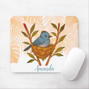 Black-Naped Monarch Nestled Among the Leaves Mouse Pad