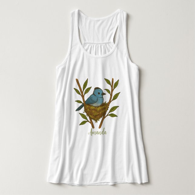 Black-Naped Monarch Nestled Among the Leaves Singlet (Design Front)