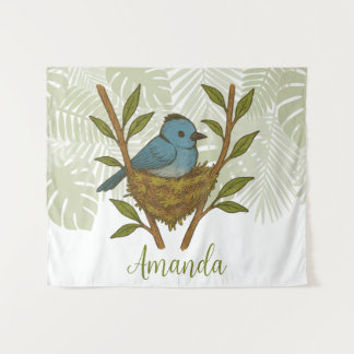 Black-Naped Monarch Nestled Among the Leaves Tapestry