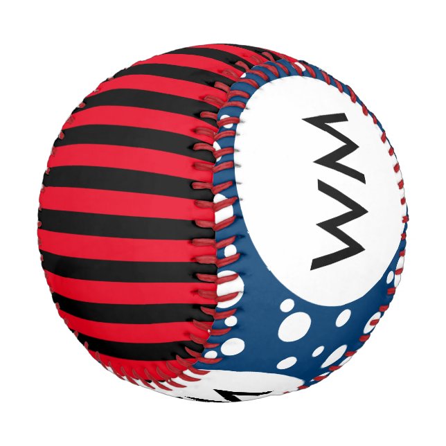 Black Narrow Stripes & white Dots + your backg. Baseball (Angled)