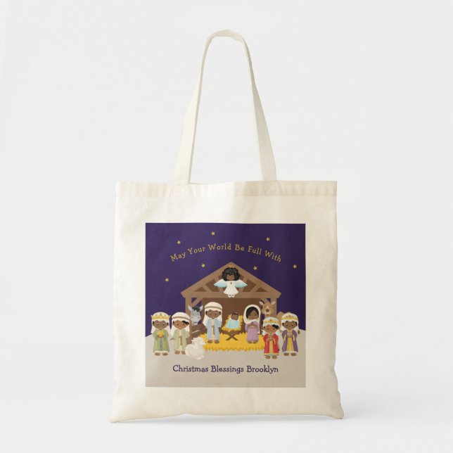 Black Nativity Scene Tote Bag (Front)