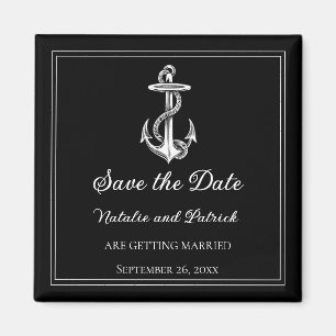 Black Nautical Anchor Save the Date Magnet