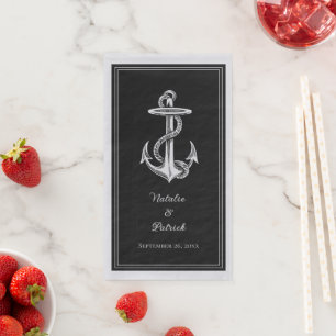 Black Nautical Anchor Wedding Napkin