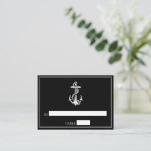 Black Nautical Anchor Wedding Place Cards
