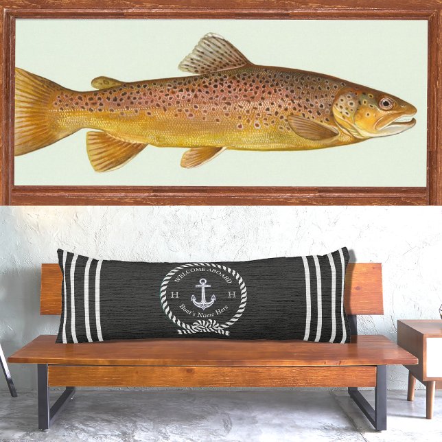 Black Nautical Boat Name Anchor Rope Welcome Body Cushion (Creator Uploaded)