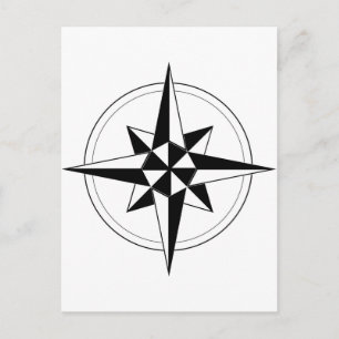 Black Nautical Compass Postcard