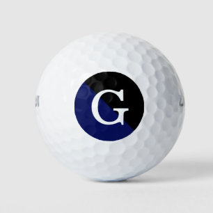 Black Navy Blue 2 Tone Diag Initial Monogram Golf Balls