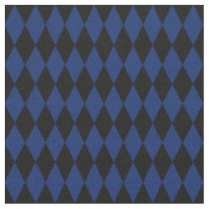 Black & Navy Blue Harlequin Diamonds Fabric