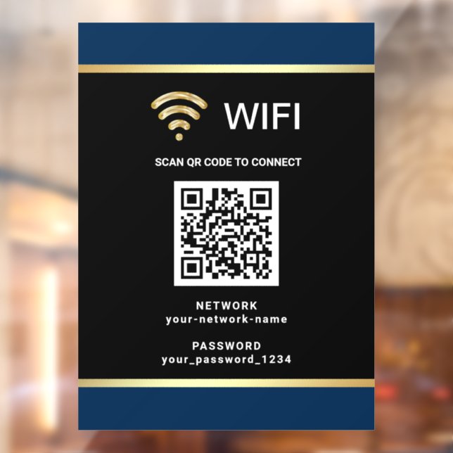 Black Navy Blue QR Code Wifi Network Password (Sheet 2)