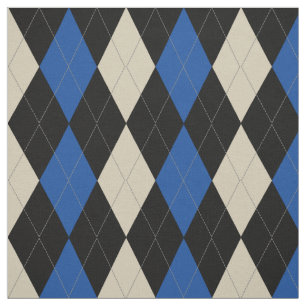 Black   Navy   Cream Argyle Pattern Fabric