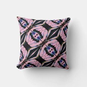 Black Navy Pink Yellow Slanted Floral Art Tiles Cushion