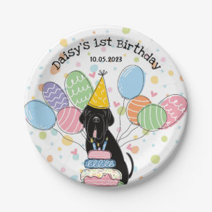Black Neapolitan Mastiff Dog Birthday Party Paper Plate