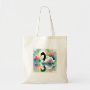 Black Necked Swan 230824AREF127 - Watercolor Tote Bag