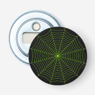 Black neon green spider web Halloween pattern Bottle Opener