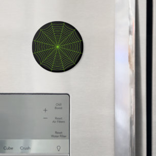 Black neon green spider web Halloween pattern Magnet