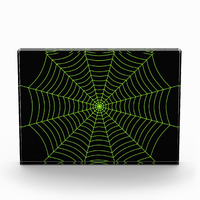 Black neon green spider web Halloween pattern Photo Block (Front)