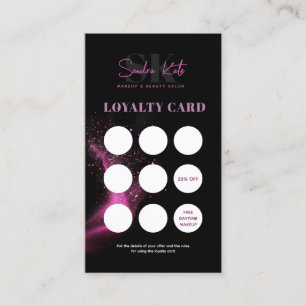 Black Neon Pink Beauty Salon QR Code Loyalty Card