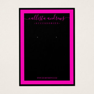 Black Neon Pink Border Cursive Earring Display