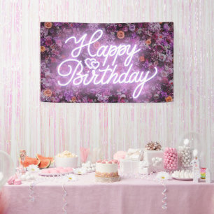Black Neon Pink Plaid Chequered Balloons Fashion  Banner