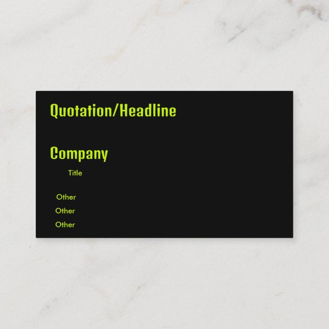 black  neon yellow  business card (Back)