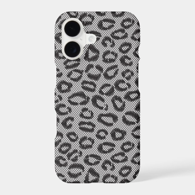 Black net lace with leopard pattern on white (Back)