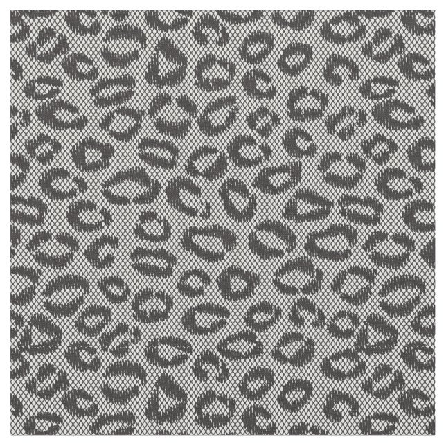 Black net lace with leopard pattern on white fabric (Close Up)