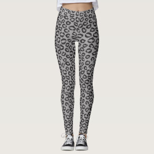 Black net lace with leopard pattern on white leggings