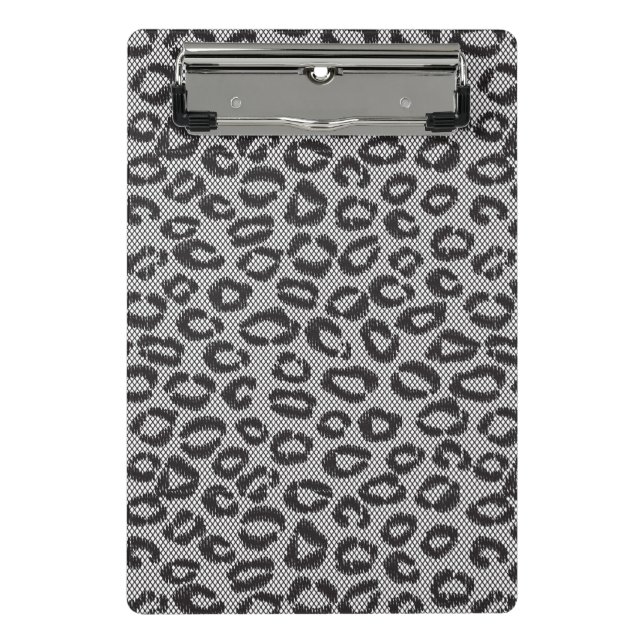 Black net lace with leopard pattern on white mini clipboard (Front)