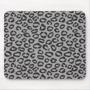 Black net lace with leopard pattern on white mouse pad