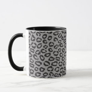 Black net lace with leopard pattern on white mug