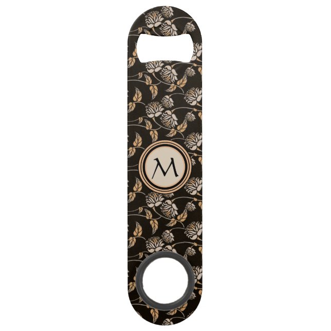 Black & Neutral Floral - Custom Monogram & Pattern (Front)
