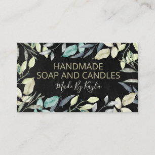 Black Neutral Greenery Handmade Soap And Candles Business Card