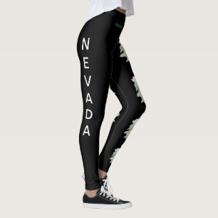 Black Nevada State Flower Saguaro Cactus Leggings