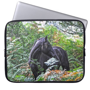 Black New Forest Pony & Forest U.K. Laptop Sleeve
