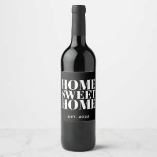 Black New Homeowner Home Sweet Home Wine Label