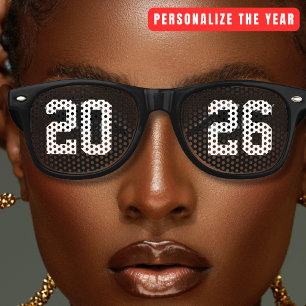 Black New Years Eve Party Retro Sunglasses