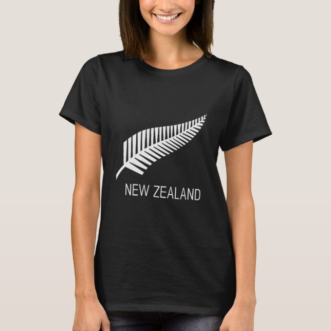 Black New Zealand Fern Shirt Mens Black Nz Gift Pr (Front)