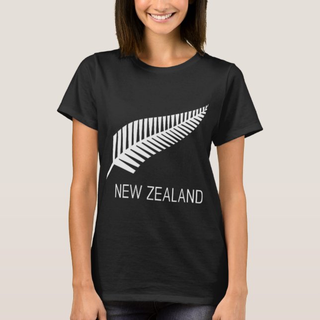 Black New Zealand Fern Shirt Mens Black Proud Kiwi (Front)
