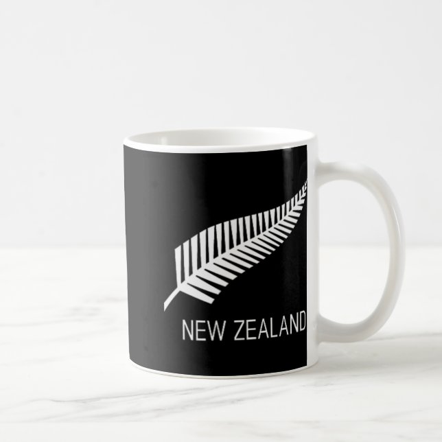 Black New Zealand Fern Shirt Mens Black Proud Kiwi Coffee Mug (Right)