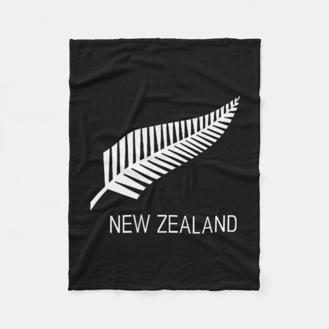 Black New Zealand Fern Shirt Mens Black Proud Kiwi Fleece Blanket (Front)