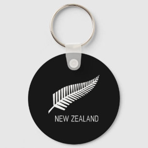 Black New Zealand Fern Shirt Mens Black Proud Kiwi Key Ring