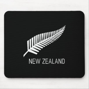 Black New Zealand Fern Shirt Mens Black Proud Kiwi Mouse Pad