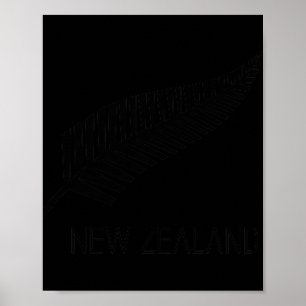Black New Zealand Fern Shirt Mens Black Proud Kiwi Poster
