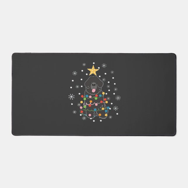 Black Newfie Newfoundland Dog Christmas Tree Class Desk Mat (Front)