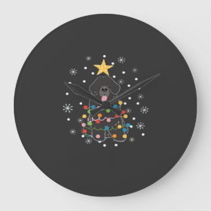 Black Newfie Newfoundland Dog Christmas Tree Class Large Clock