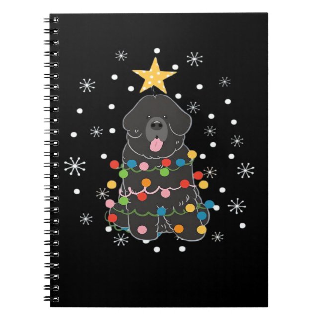 Black Newfie Newfoundland Dog Christmas Tree Class Notebook (Front)