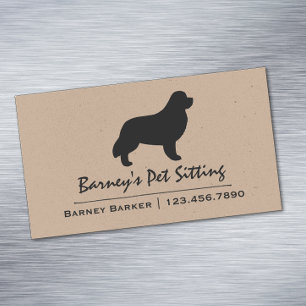 Black Newfoundland Dog Silhouette Magnetic Business Card