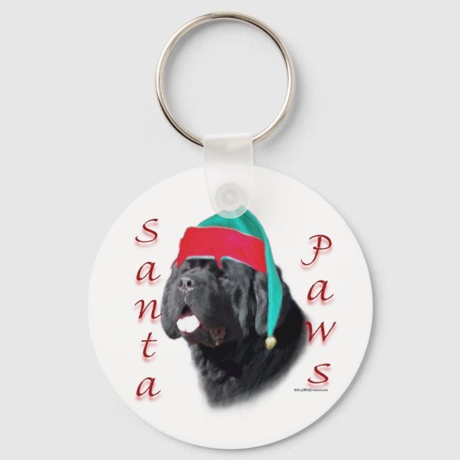 Black Newfoundland Santa Paws Key Ring (Front)